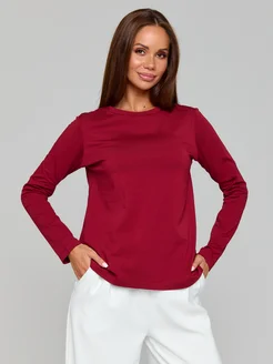 Скидка на Лонгслив базовый бордовый
